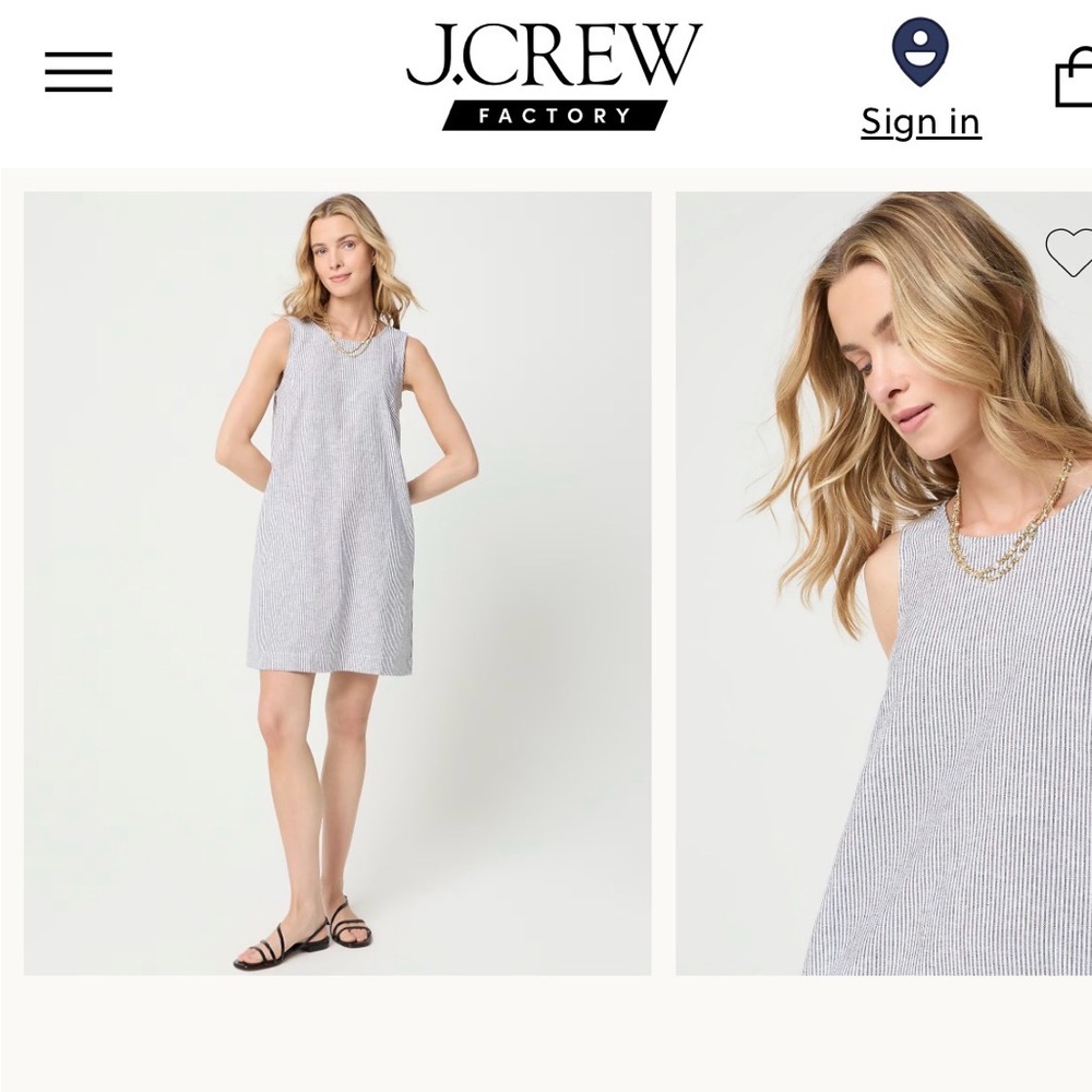 J. Crew Factory Striped Sleeveless Linen-Blend Mini Dress - Black & White